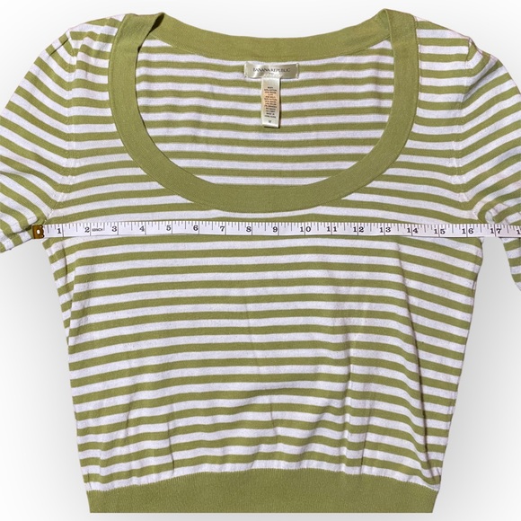 2 for $30 Banana Republic Stripe Green White Scoop Neck Sweater Size Medium - Picture 5 of 7